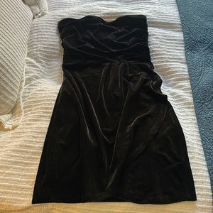 Strapless black velvet mini dress - worn once